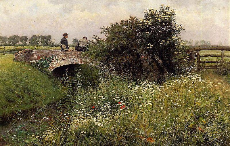 Emile Claus A Meeting on the Bridge Germany oil painting art